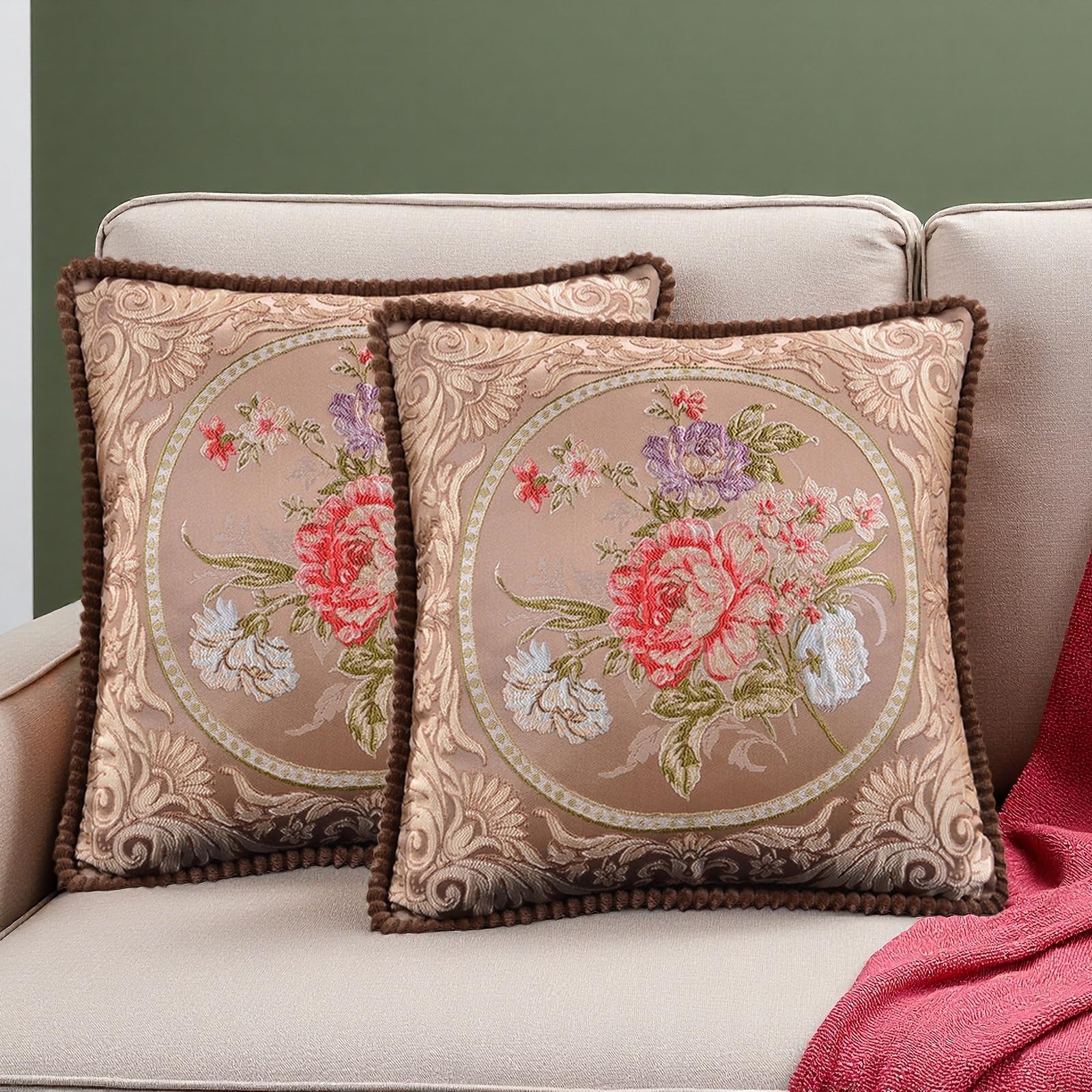 Amazon.com: Qupace Set of 2 Brow Vintage Throw Pillow Covers